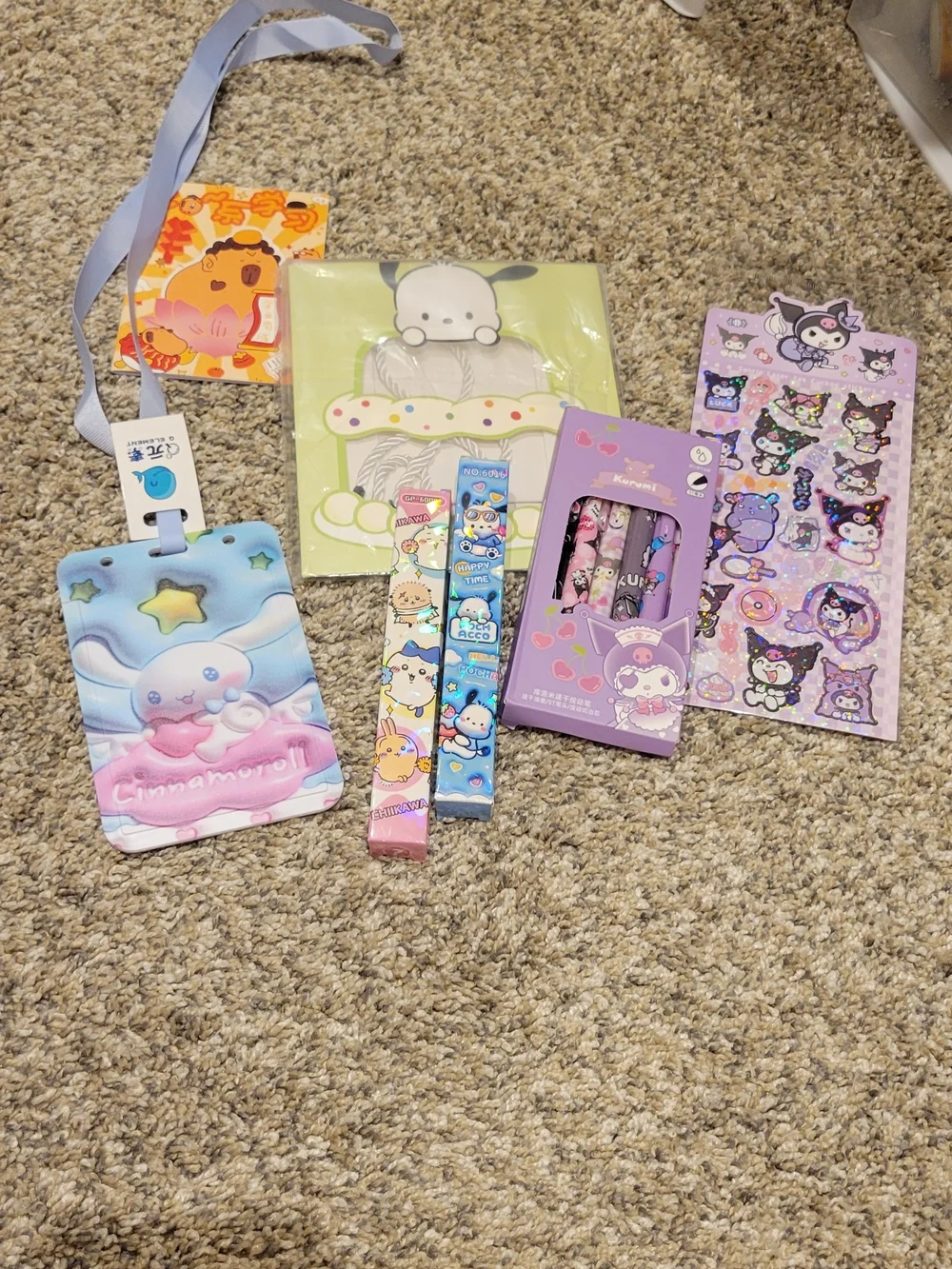 Sanrio Cinnamoroll Kuromi Pink & Blue Stationery and Id Badge Set